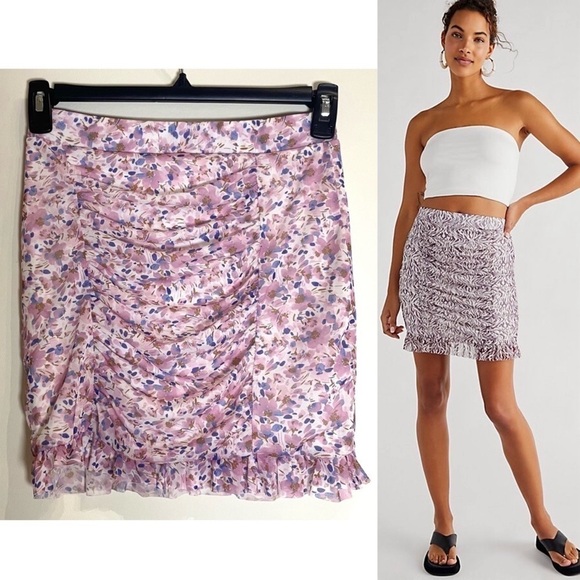 Free People Romi Mesh Floral Pink/purple Skirt Size Small - Picture 1 of 7